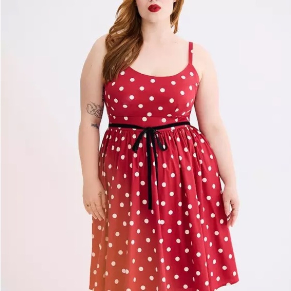 Torrid Retro Chic Plus Size 3X Red and White Polka Dot Swing Dress